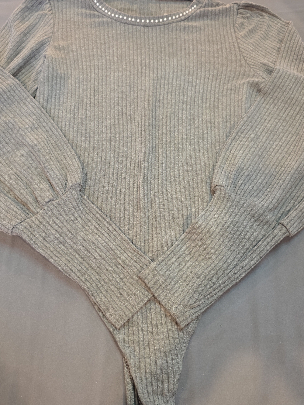 Revamped Ribbed Bodysuit in Gray